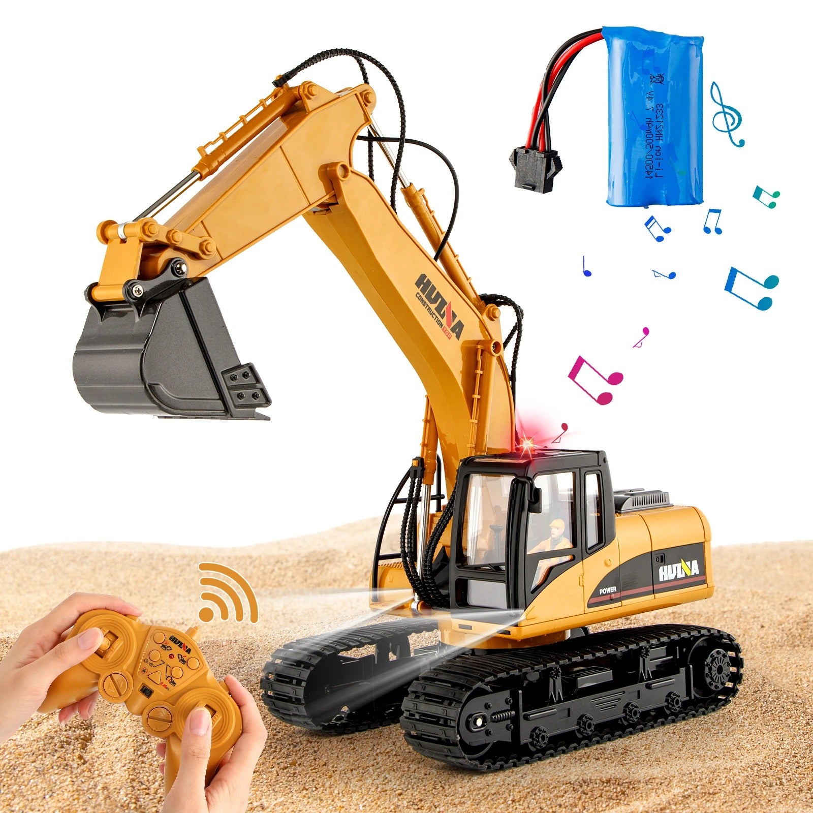 HUINA 1535 - 1:14 Scale 15ch RC Die-cast RC Excavator Construction Truck Toys Radio Control Toy Alloy Engineering Excavator description image 1