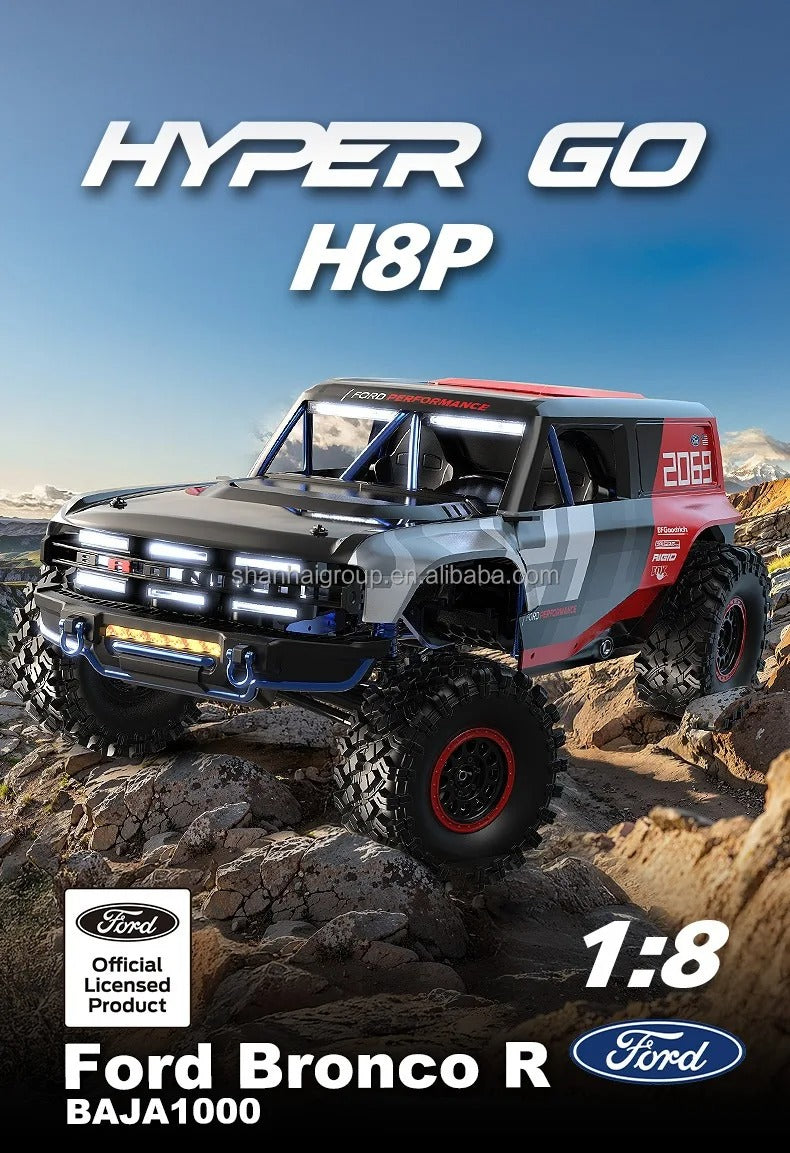 MJX Hyper Go H8P - 1:8 Scale Bronco Baja 1000 RC Car 4WD Brushless High Speed All Terrain Off-road Racing Truck Professional Hobby description image 1