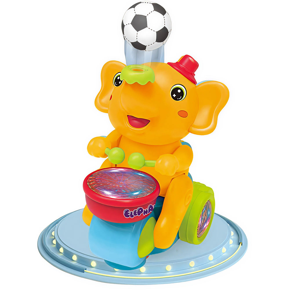 Musical Elephant Toy with Drum & Ball for Kids | Light, Sound & Rolling Action Toy for Early Learning Fun