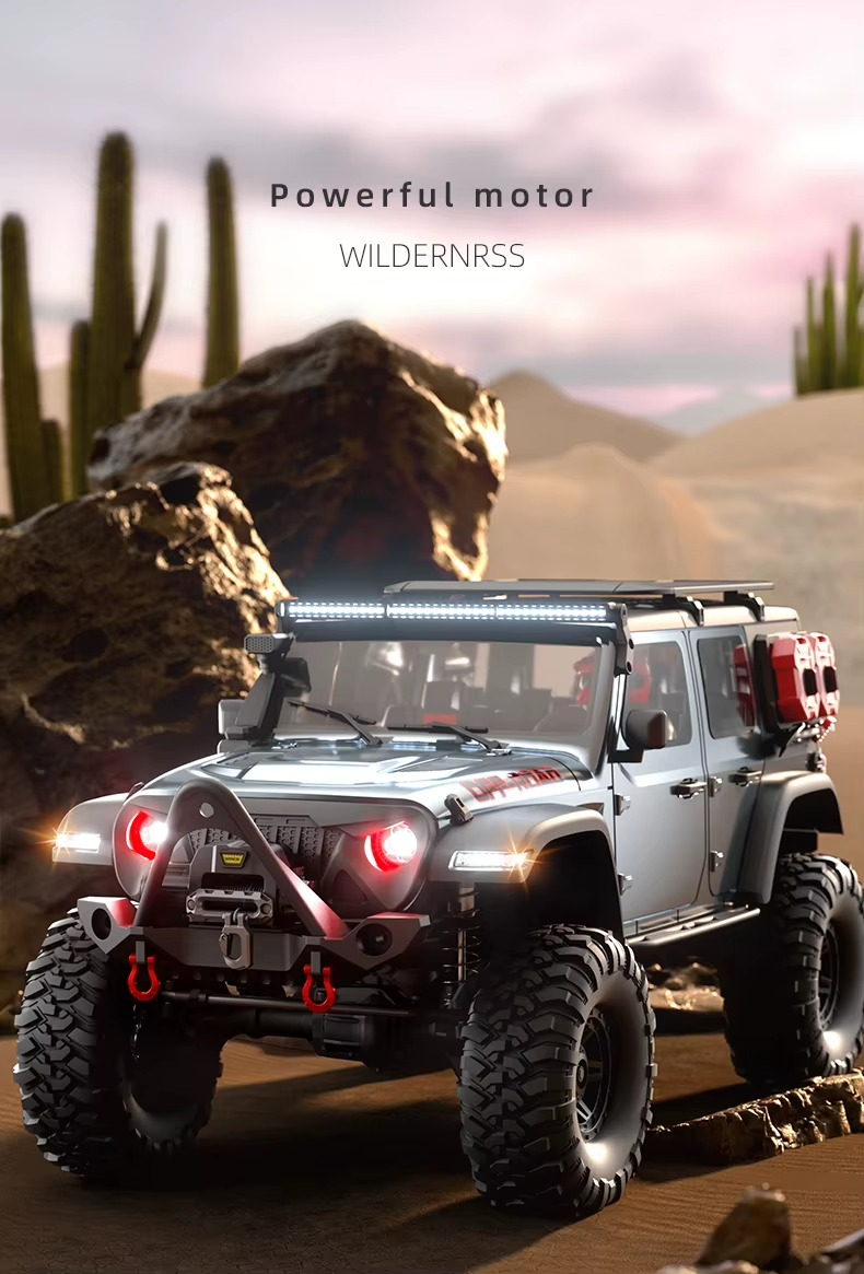HB Toys R1016 - 1:10 4WD RC Rock Crawler Truck | Full Proportional Off-Road Climbing Car with Dual Motor, 2.4GHz Remote, LED Lights description image 1