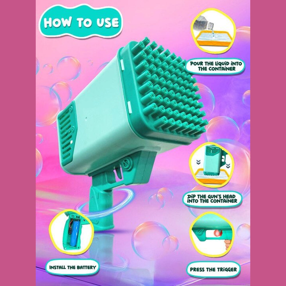 77 Holes Automatic Bubble Gun for Kids | High-Output Bubble Blaster Toy for Outdoor Play & Parties