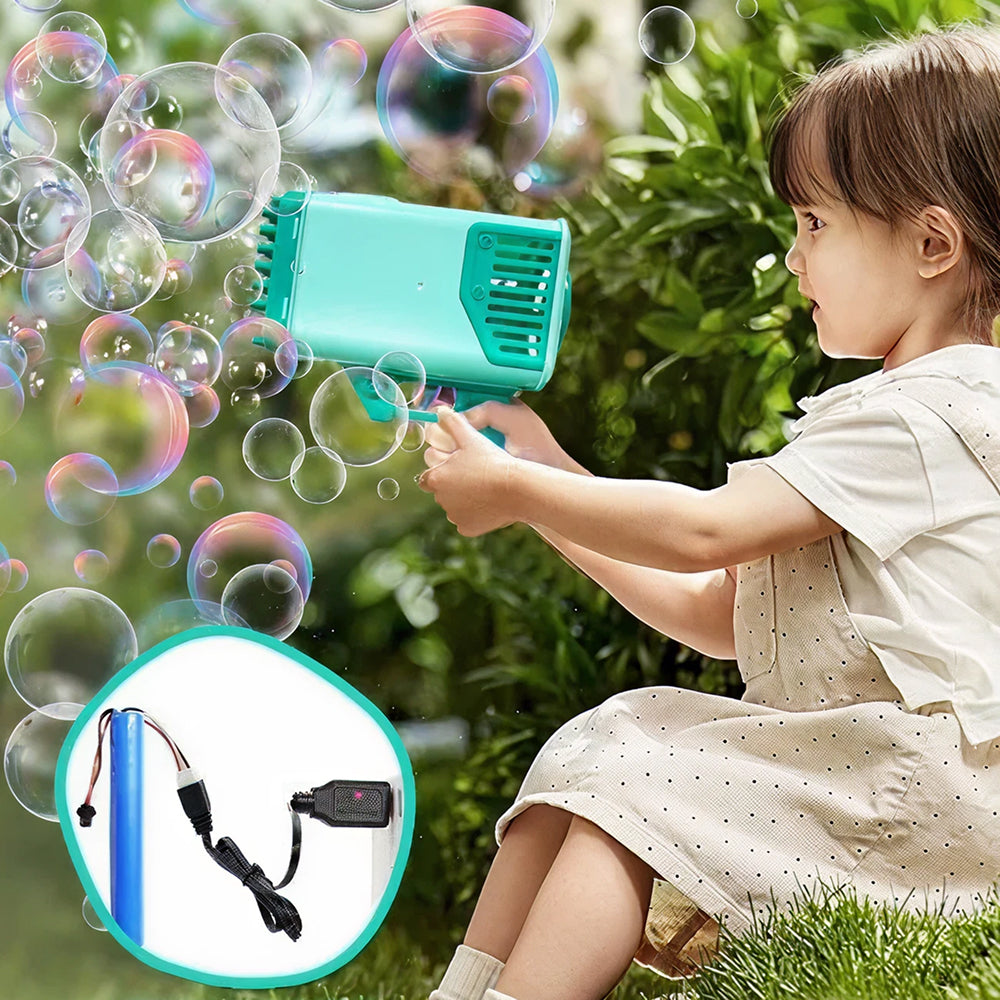 77 Holes Automatic Bubble Gun for Kids | High-Output Bubble Blaster Toy for Outdoor Play & Parties