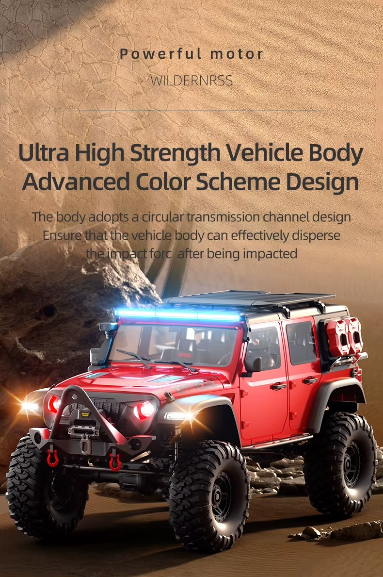 HB Toys R1012 - 1:10 4WD RC Rock Crawler Truck | Full Proportional Off-Road Climbing Car with 550 Motor, 2.4GHz Remote, LED Lights description image 27