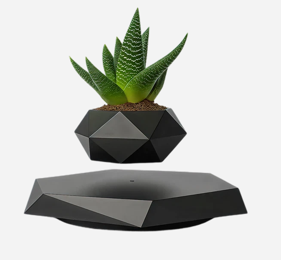 Magnetic Levitating Flower Pot - Black