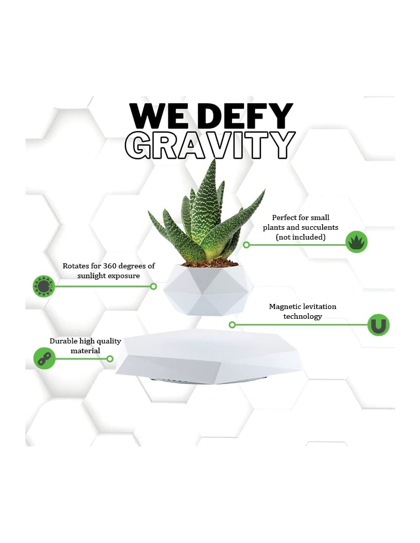 Magnetic Levitating Flower Pot - White