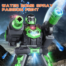 Smart Remote Control Water Bomb Shooting Robot Toy Interactive RC Battle Robot with Lights Stunt Action Gel Blaster Combat Toy for Kids - Green secondary