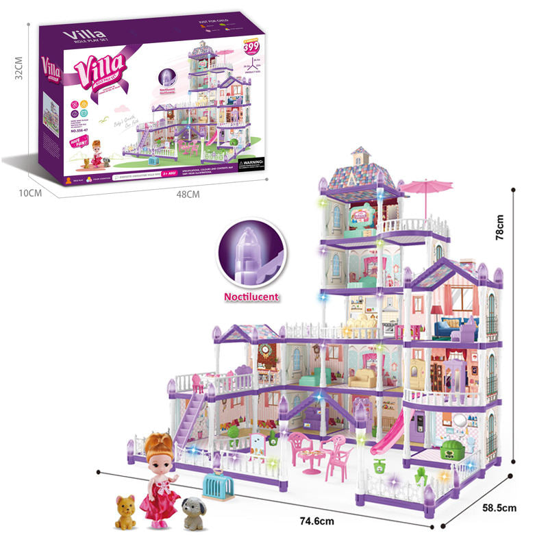 340PCS DIY Doll Villa Toy Doll House With Furniture Set For Girls -556-42A