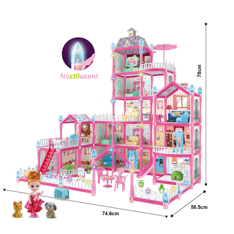 340PCS DIY Doll Villa Toy Doll House With Furniture Set For Girls -556-42A