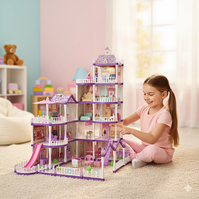 340PCS DIY Doll Villa Toy Doll House With Furniture Set For Girls -556-42A