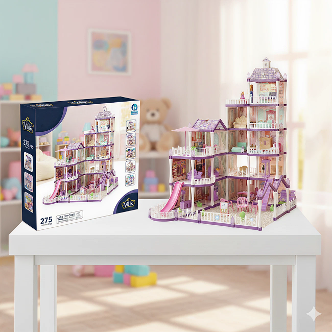 340PCS DIY Doll Villa Toy Doll House With Furniture Set For Girls -556-42A
