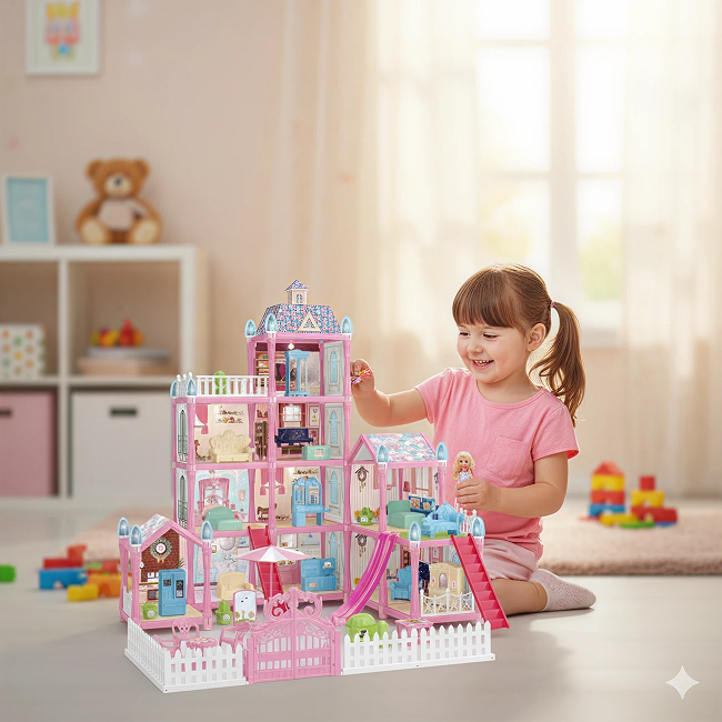 Luxury Villa Doll House Role Play Set for Kids | Premium Dream Home with Furniture & Accessories for Pretend Play, Storytelling, Social Interaction & Creative Fun (Age 3+) - 556-53A