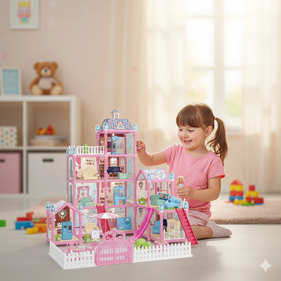Luxury Villa Doll House Role Play Set for Kids | Premium Dream Home with Furniture & Accessories for Pretend Play, Storytelling, Social Interaction & Creative Fun (Age 3+) - 556-53A - alternate view