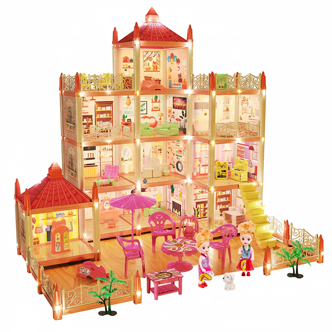 11 Rooms Villa Doll House with Light For Kids