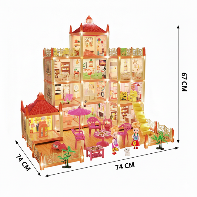 11 Rooms Villa Doll House with Light For Kids