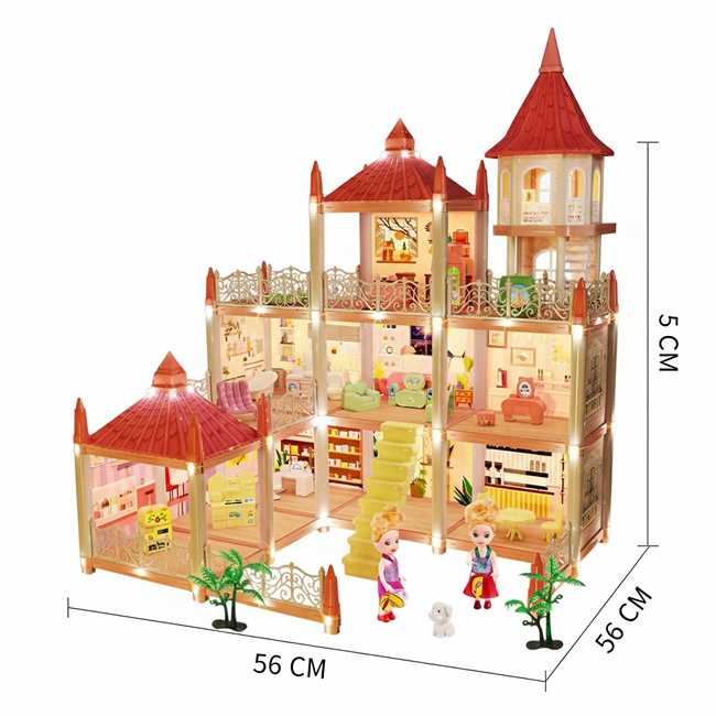 9 Rooms Villa Doll House with Light For Kids