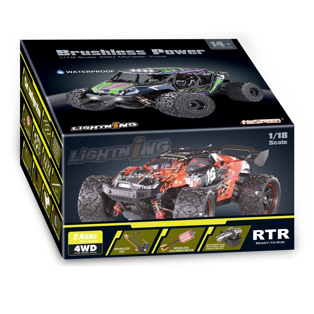 4WD 1:18 52km/h RC Brushless Motor Racing Cars RTR High Speed Drift Car Monster Truck Off-Road Vehicle -HS18422