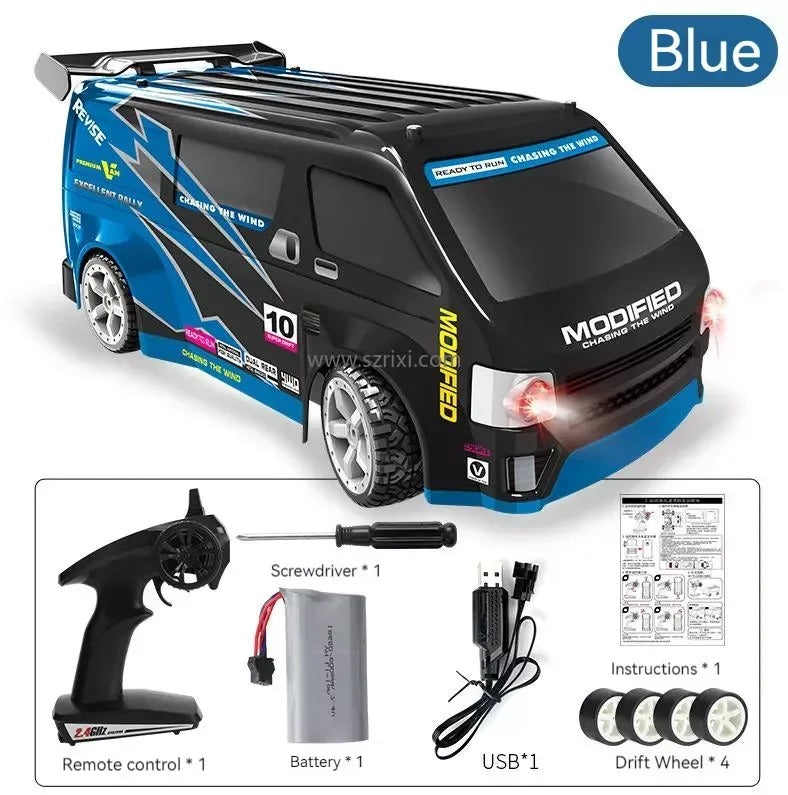 HAOJUN 828E - 1:14 Scale 4WD RC Drift Racing Van for Kids & Adults | 2.4GHz Remote Control Car with Drift Wheels, Rechargeable Battery, High-Speed Performance & Long-Range Control | Age 6+ description image 2