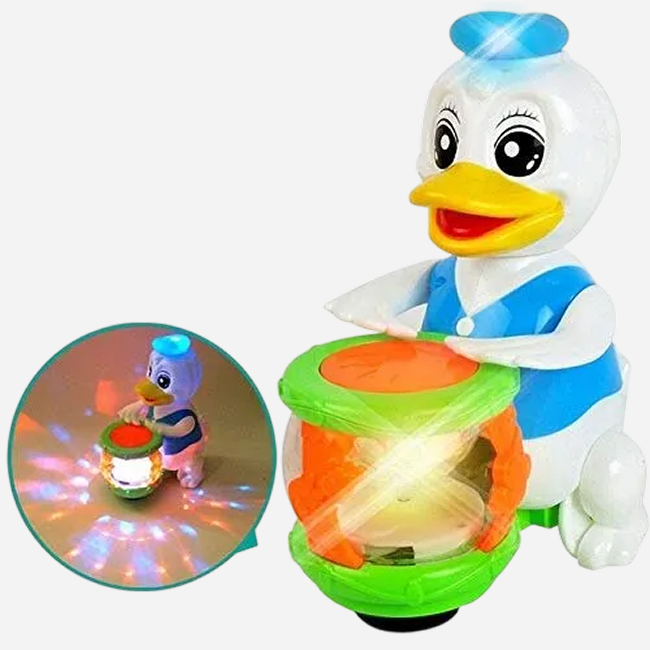 Musical Drumming Duck Toy with LED Light-Up Drum, Rhythm Sounds, Flashing Lights & Animated Drum Beat Action for Kids 3+ Years