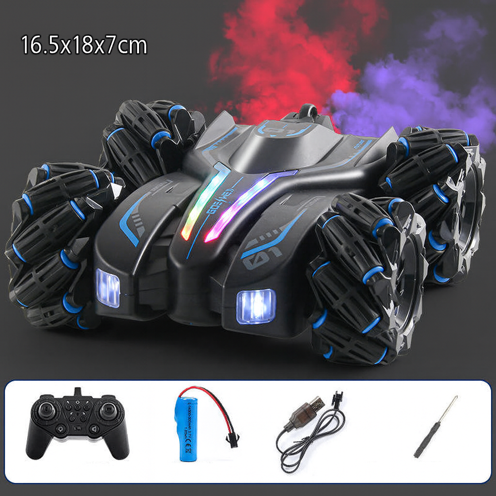4WD RC Drift Stunt Car with Dual Spray Mist, LED Lights & High Speed Remote Control Toy for Kids (Single Remote)