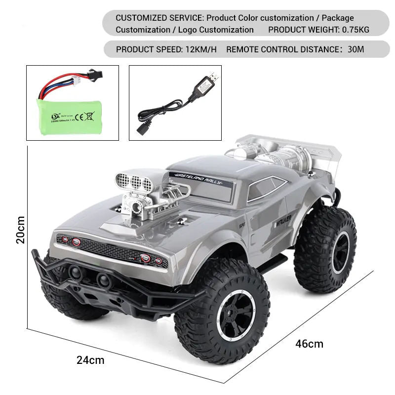 2.4GHz High-Speed 15km+/hour 4WD RC Off-Road Monster Truck with LED Lights, Shock Suspension & All-Terrain Climbing Performance