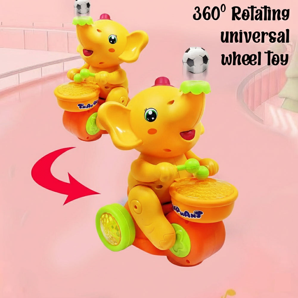 Musical Elephant Toy with Drum & Ball for Kids | Light, Sound & Rolling Action Toy for Early Learning Fun