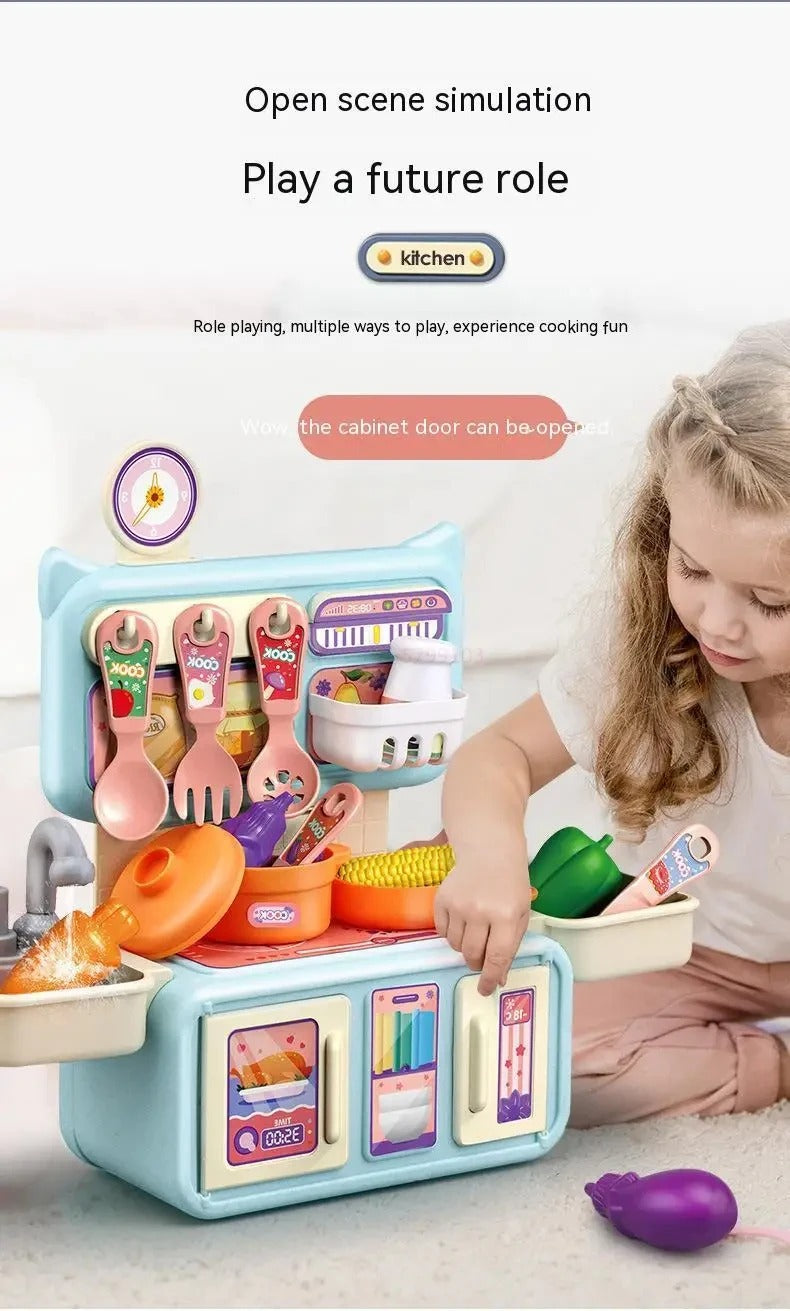 Mini Dream Kitchen Pretend Play Cooking Set with Cookware, Utensils, Vegetables, Sink & Storage Cabinet – Educational Role Play Toy for Kids 3+ Years description image 2