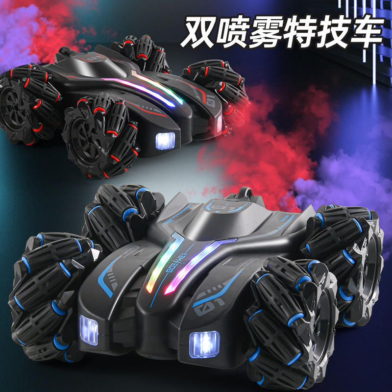4WD RC Control Stunt Car Toy for Kids Children with Dual Spray and LED Light (Single Remote)