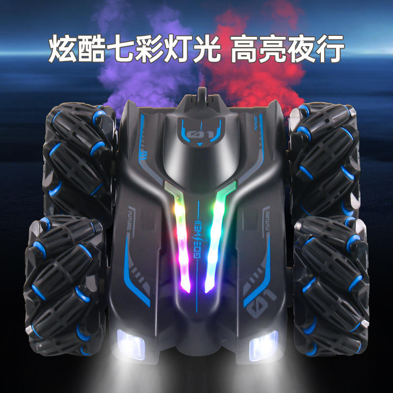 4WD RC Control Stunt Car Toy for Kids Children with Dual Spray and LED Light (Single Remote)