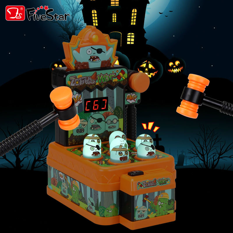 Zombie War Electronic Whack-a-Mole Arcade Game with Digital Score Display, Hammer Action, Sound Effects & Interactive Pop-Up Targets for Kids 3+ Years