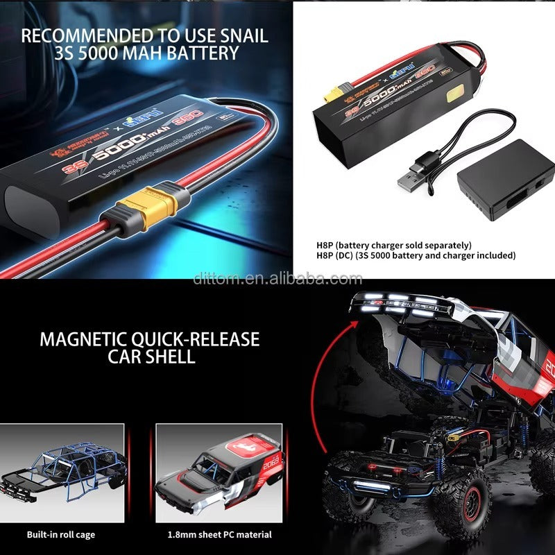 MJX Hyper Go H8P - 1:8 Ford Bronco R Baja 1000 Official Licensed RC Rock Crawler | Brushless FOC 4WD RTR, 2-Speed Metal Transmission, Aluminum Portal Axles