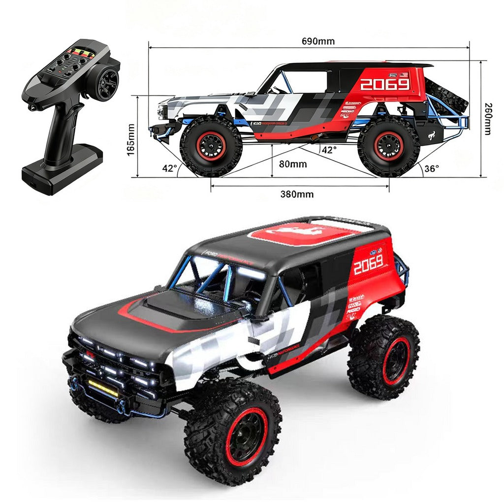 MJX Hyper Go H8P - 1:8 Ford Bronco R Baja 1000 Official Licensed RC Rock Crawler | Brushless FOC 4WD RTR, 2-Speed Metal Transmission, Aluminum Portal Axles
