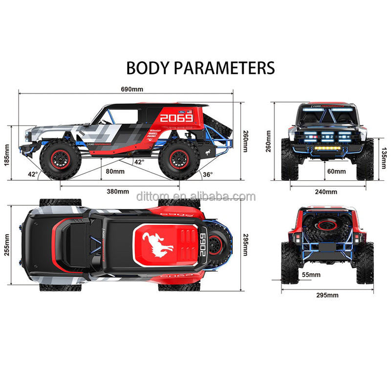MJX Hyper Go H8P - 1:8 Ford Bronco R Baja 1000 Official Licensed RC Rock Crawler | Brushless FOC 4WD RTR, 2-Speed Metal Transmission, Aluminum Portal Axles
