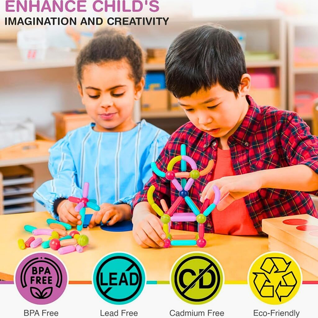 Magnetic Sticks Building Set 36 Pieces for Kids | STEM Construction Toy for Creative Learning, 2D & 3D Building Fun