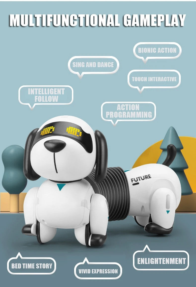Smart Dachshund Robot Dog Toy Remote Control Interactive Electronic Pet with Touch Sensor Follow Function Music Dance Walking for Kids - K22 description image 3