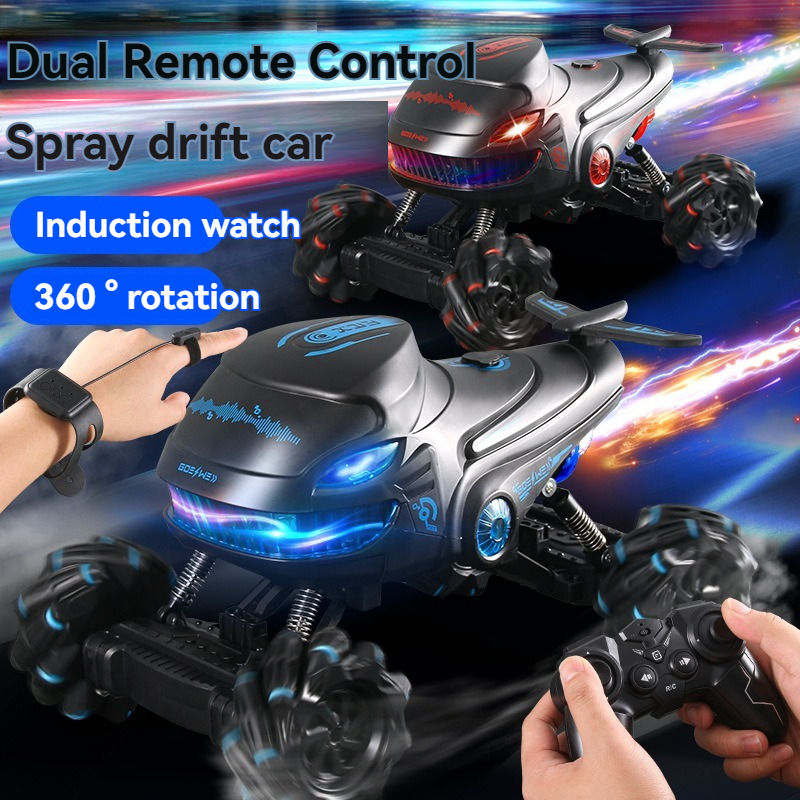 2.4GHz Shark Spray 4WD RC Stunt Car with Drift Racing, Climbing Action, LED Lights & Spray Mist Effects