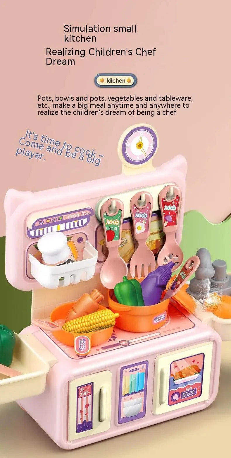 Mini Dream Kitchen Pretend Play Cooking Set with Cookware, Utensils, Vegetables, Sink & Storage Cabinet – Educational Role Play Toy for Kids 3+ Years description image 3