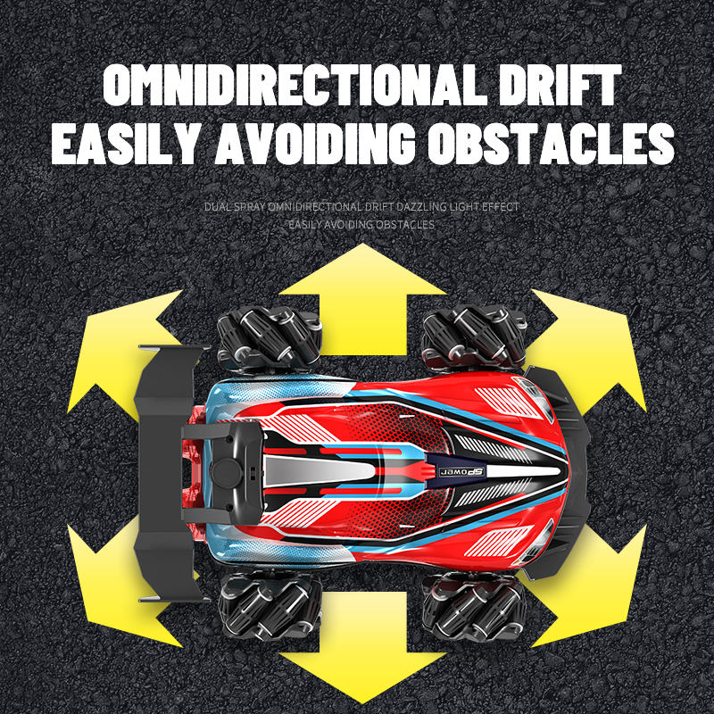 2.4GHz 4WD Omnidirectional Mecanum Wheel RC Stunt Car with 360° Drift, LED Lights & High-Speed Remote Control