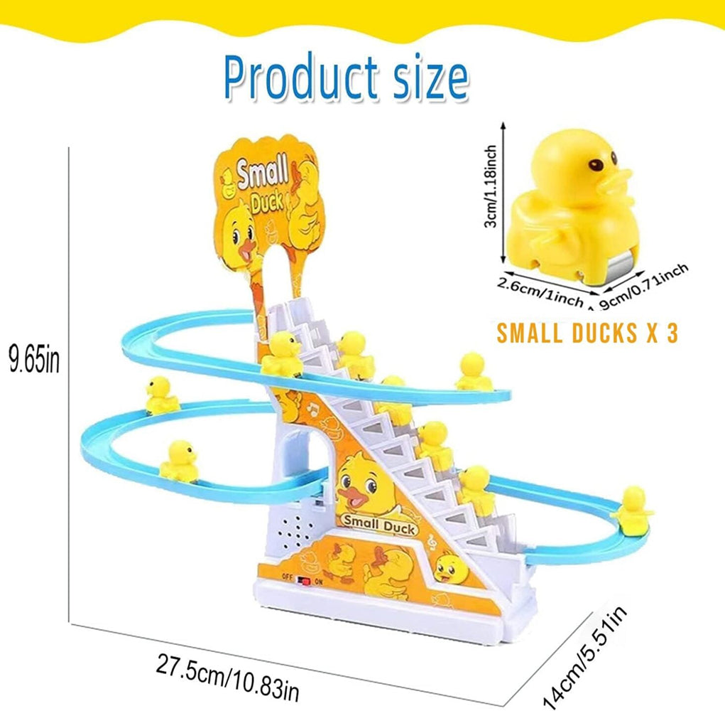 Duck Climbing Stairs Musical Track Toy with 3 Moving Ducks, Lights, Sound & Roller Coaster Track | Educational Toy for Kids 3+ Years