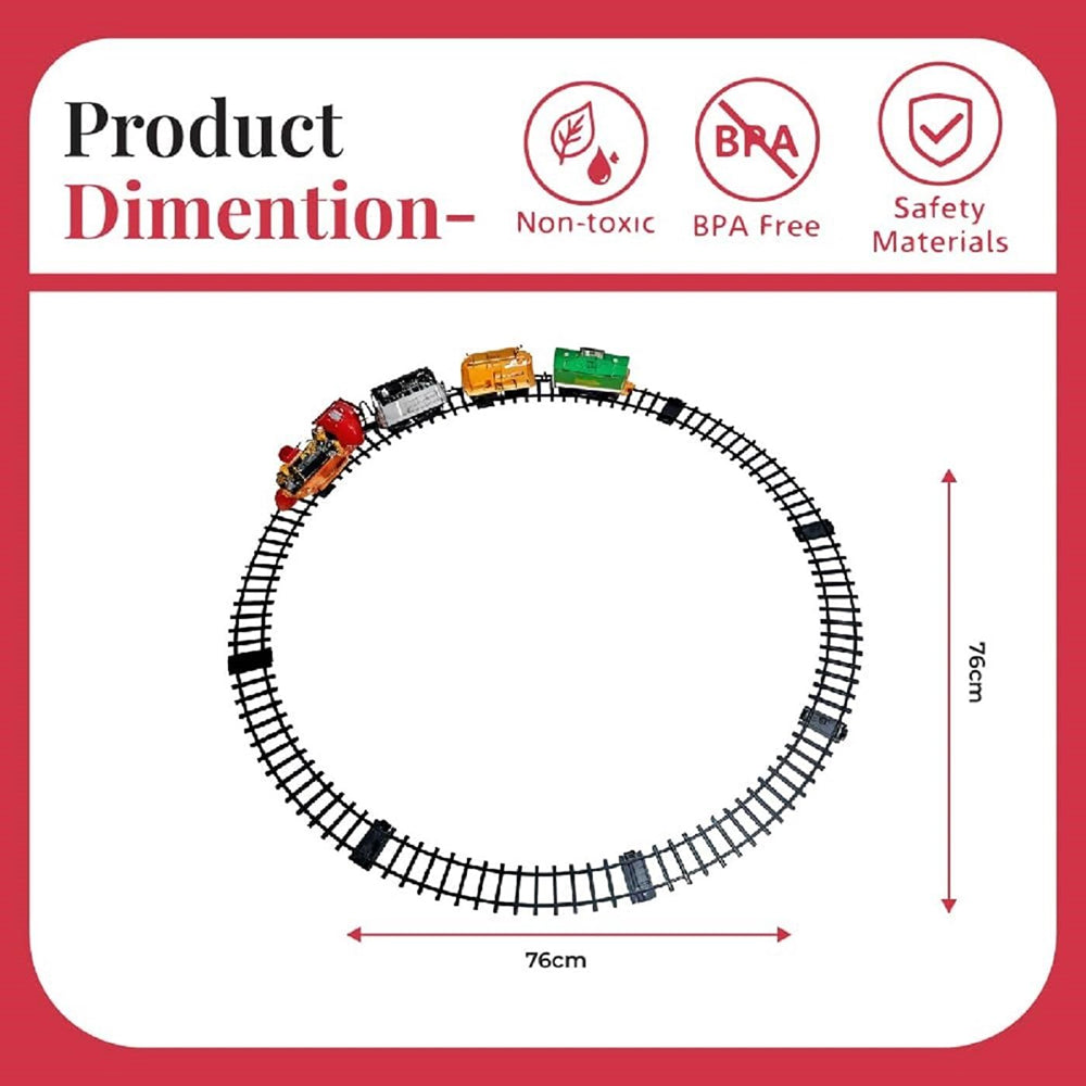 Classic Steam Train Set with Track - Choo Choo Super Locomotive Toy with Passenger & Cargo Cars - NO.19020B
