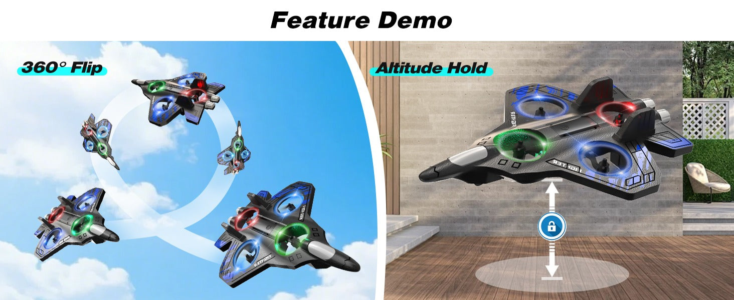 X25 Fighter Aircraft Plane Jet with 2 Batteries | Gravity Sensor RC Jet, 360° Flip, LED Lights, Rechargeable Toy description image 3