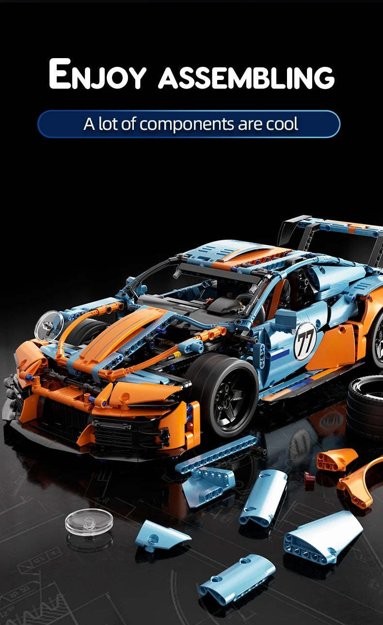 Machine Player 66624 - 1:10 Scale Racing Car Building Blocks Set, 1620+ Piece GT3 Sports Car Model Kit, Detailed Race Car Construction Set with Upgradeable RC Function, STEM Toy for Kids & Adults description image 3