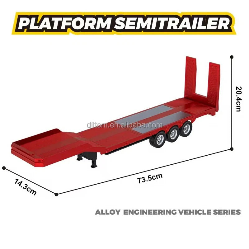 Huina 1502 Official - 1:18 Scale RC Flatbed Semi Trailer for Huina 1501 Scania 770S, 3-Axle Heavy Haul Trailer with Electric Landing Legs, Powered Tailboard & Rechargeable RTR Design description image 4