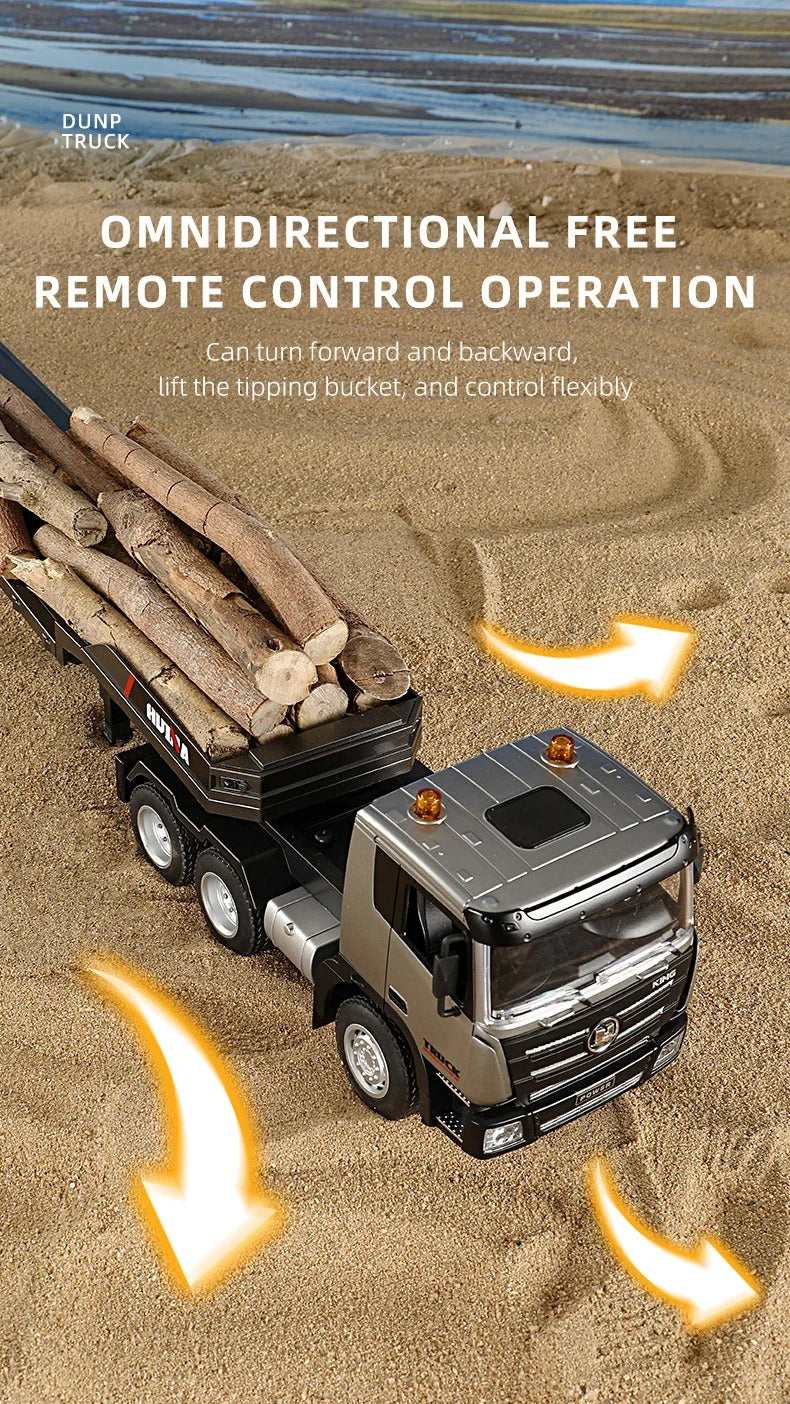 Huina 1318 - 1:18 Scale RC Low Bed Trailer Truck | 2.4GHz Full Function Heavy Duty Construction Transport Truck with Realistic Lights RTR description image 4