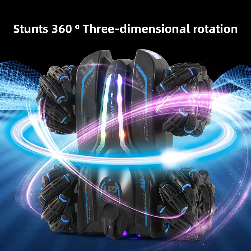 4WD RC Drift Stunt Car with Dual Spray Mist, LED Lights & High Speed Remote Control Toy for Kids (Dual Remote)