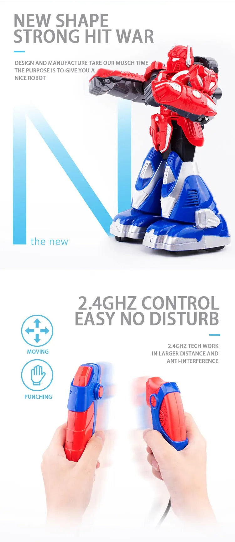 Interactive Boxing Battle Robot Toy Set for Kids | 2 Player Fighting Robots with Wired Controllers, Punch Action & Battle Game Fun description image 4