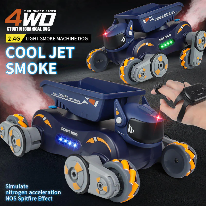 2.4GHz Remote Control Transforming Stunt Car with Spray Mist, Lights, Music & Electronic Pet Toy for Kids