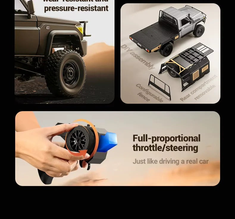 MNRC MN82S - 1:12 Toyota Land Cruiser LC79 RC Rock Crawler | 4WD 2.4GHz Full Proportional Off-Road Pickup Truck with LED Lights description image 4
