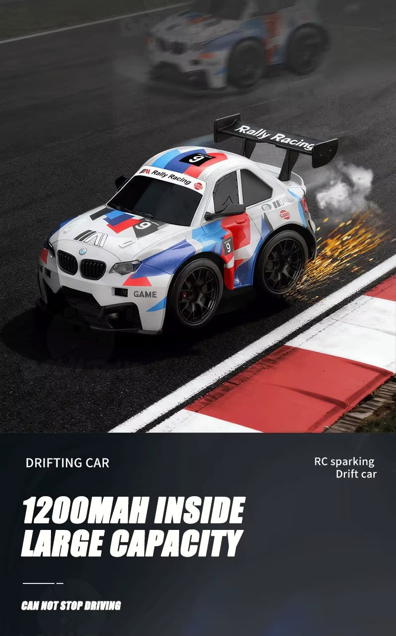 SM4 BMW M4 - Short Axis Spark Drift RC Car 2.4GHz Remote Control Racing Car with LED Lights, Spark Effect, Drift Tires, Rechargeable High Speed RC Car for Kids description image 4