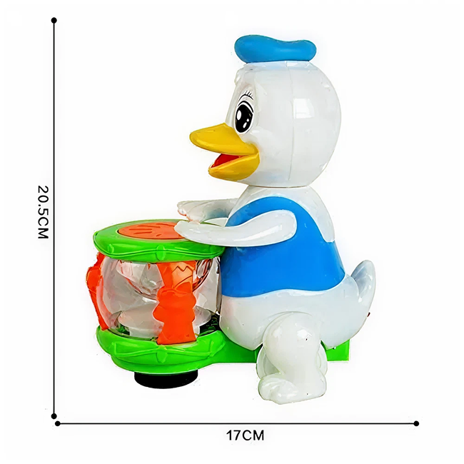 Musical Drumming Duck Toy with LED Light-Up Drum, Rhythm Sounds, Flashing Lights & Animated Drum Beat Action for Kids 3+ Years