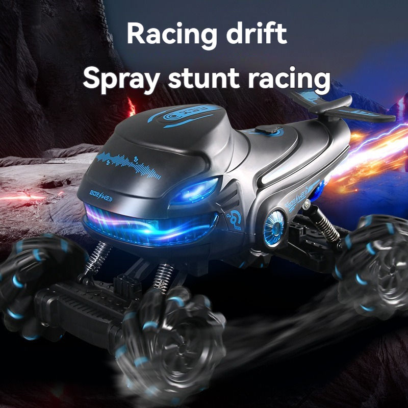 2.4GHz Shark Spray 4WD RC Stunt Car with Drift Racing, Climbing Action, LED Lights & Spray Mist Effects